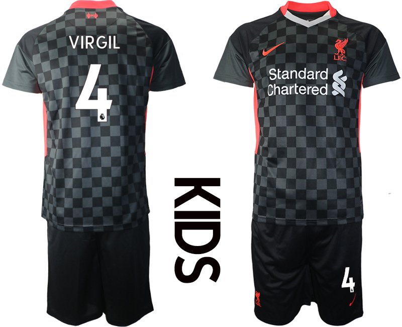 Youth 2020-2021 club Liverpool away #4 black Soccer Jerseys